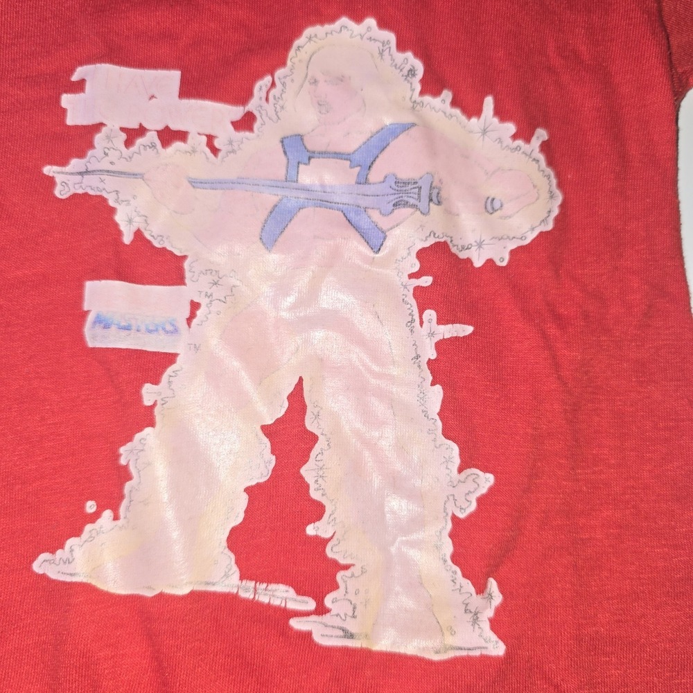 VINTAGE He-Man Master Of The Universe RED T-SHIRT CHILDS size 2 - Picture 2 of 8